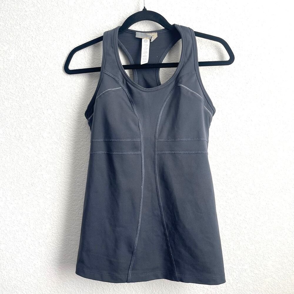 Athleta Black Racer Back 2 Pocket Built in Bra Running/Workout‎ Top Women Size S